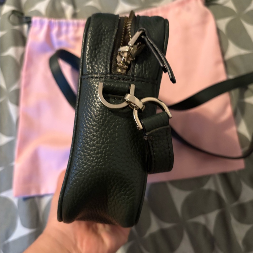 Kate Spade Polly Medium Forest Green Crossbody Bag with Pebbled Leather - Picture 5 of 7